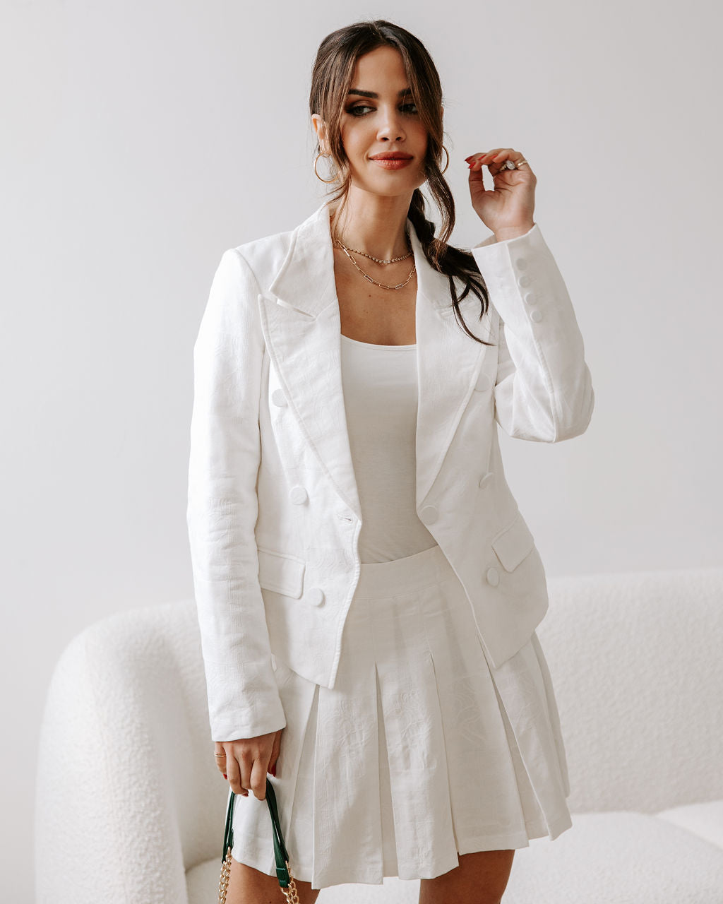 Peace Of Mind Pleated Embossed Mini Skirt-Vogue Logic