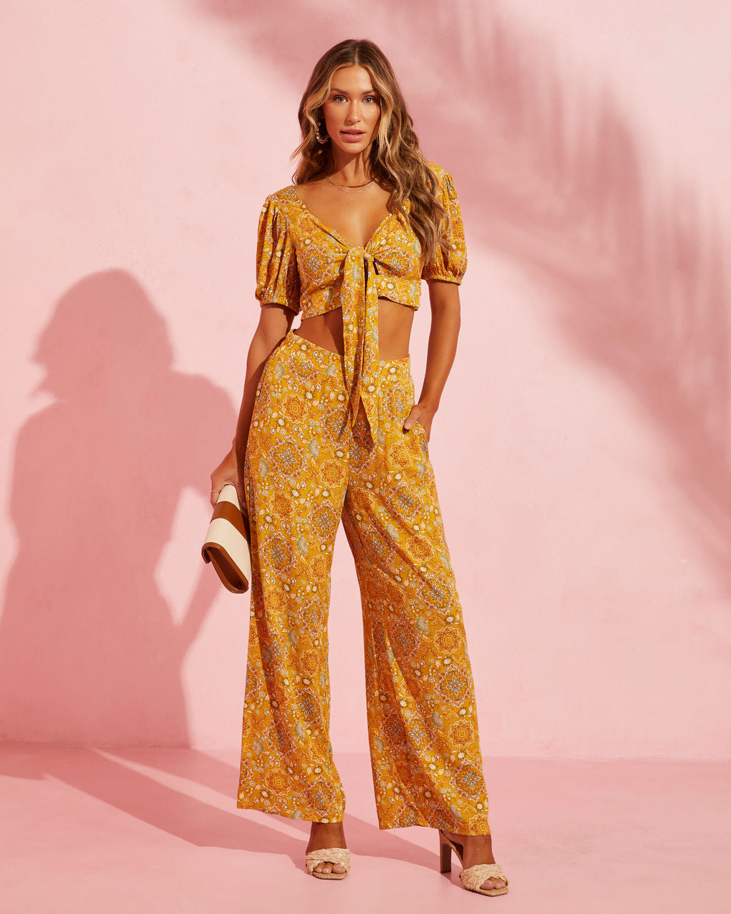 Ruisa Printed Wide Leg Pants-Vogue Logic