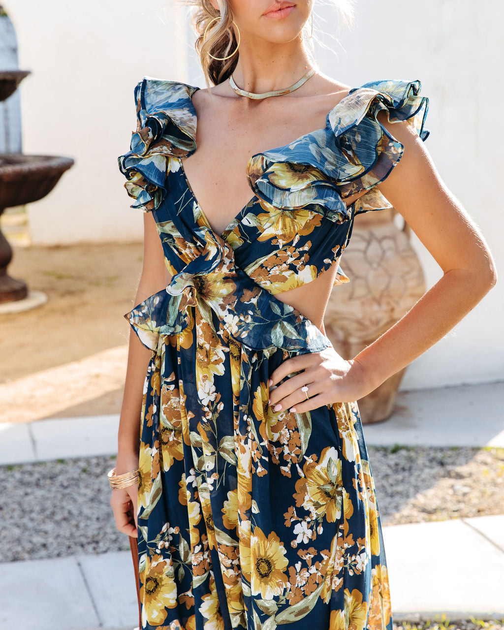 Encanto Floral Ruffle Maxi Dress-Vogue Logic