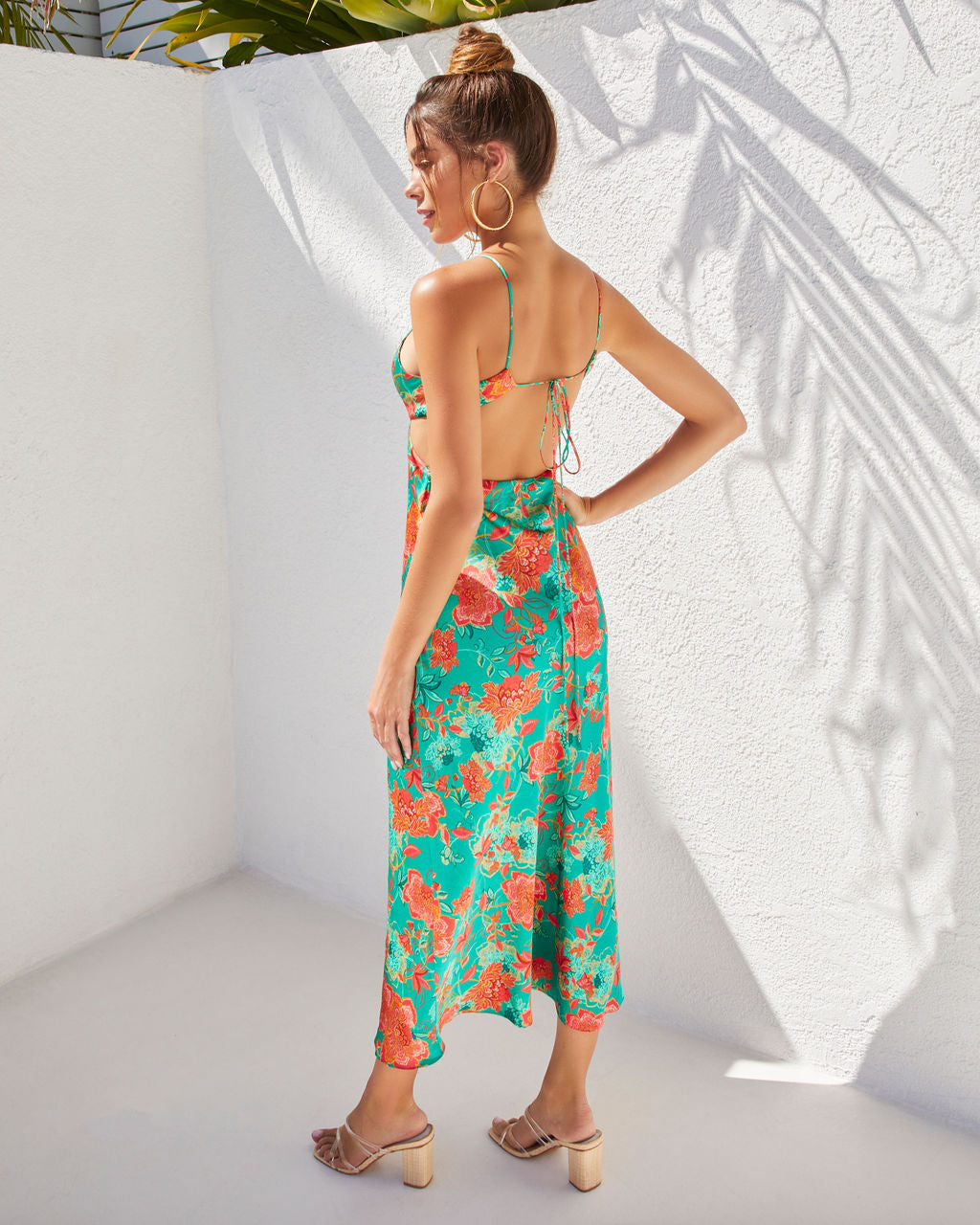 Renelle Satin Cutout Midi Dress-Vogue Logic