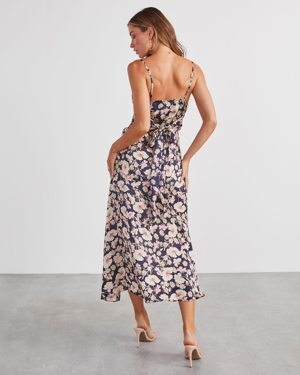 Just Go With It Satin Slit Midi Dress-Vogue Logic