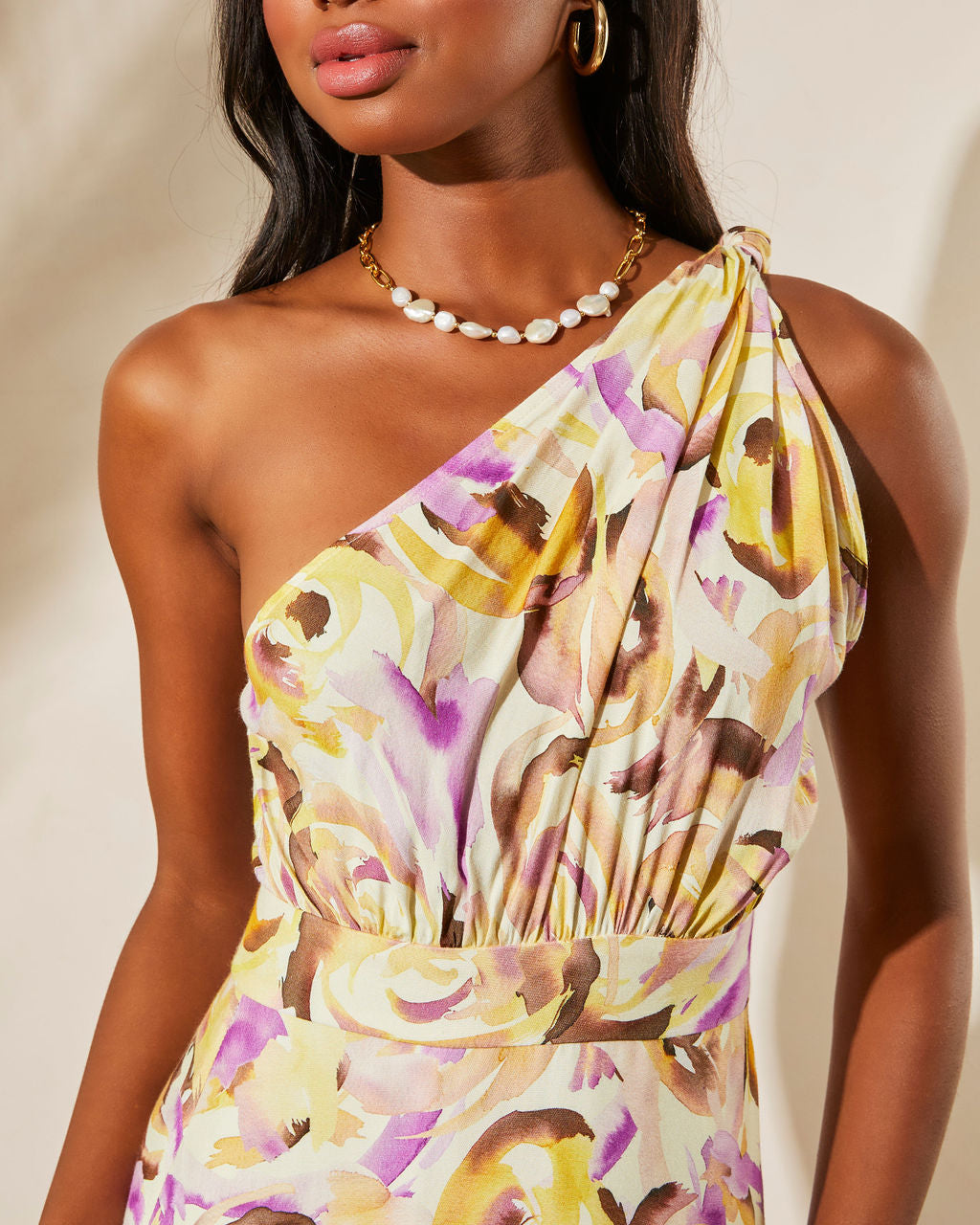 Isidore One Shoulder Tiered Midi Dress-Vogue Logic