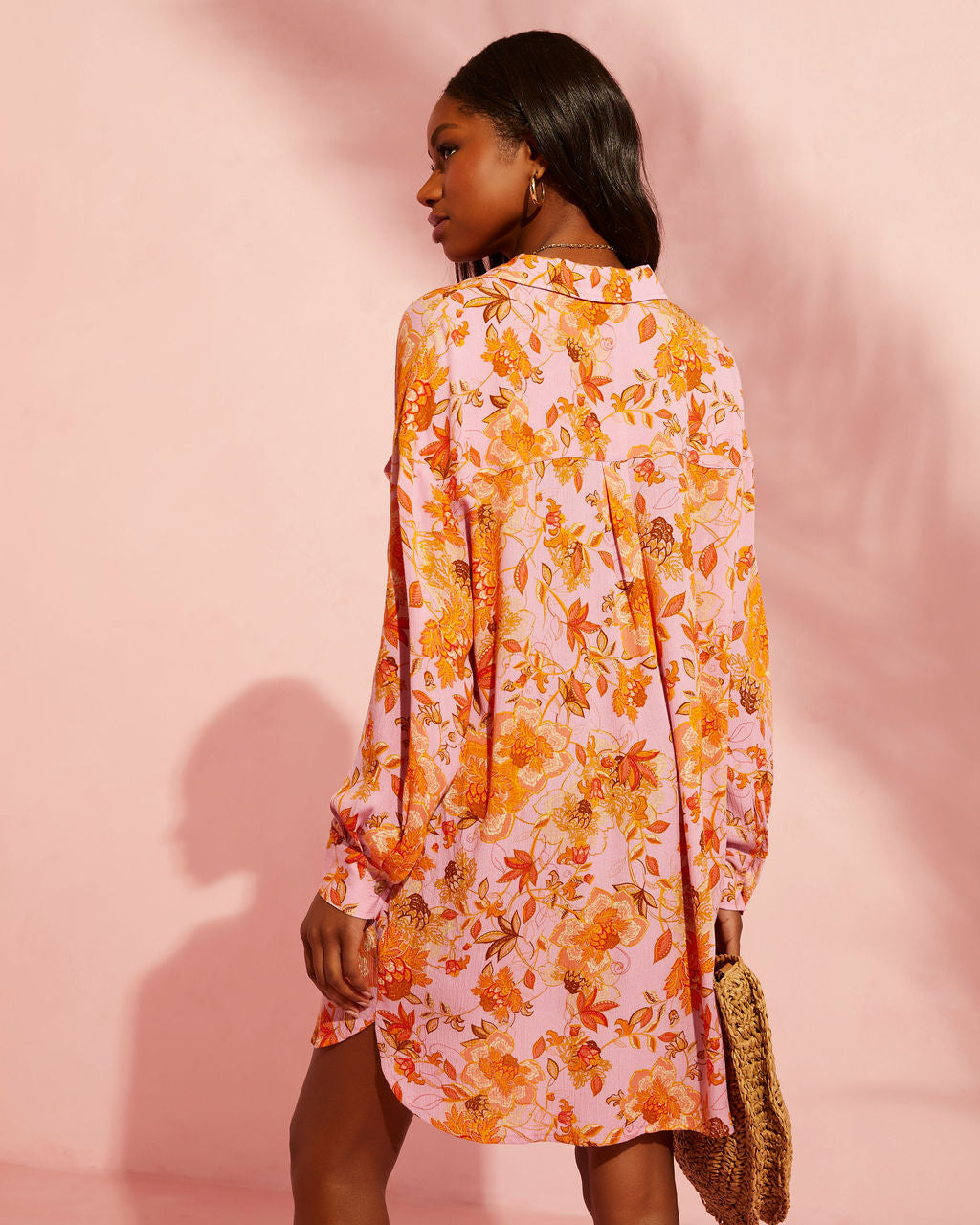 Queen Retro Printed Shirt Dress-Vogue Logic