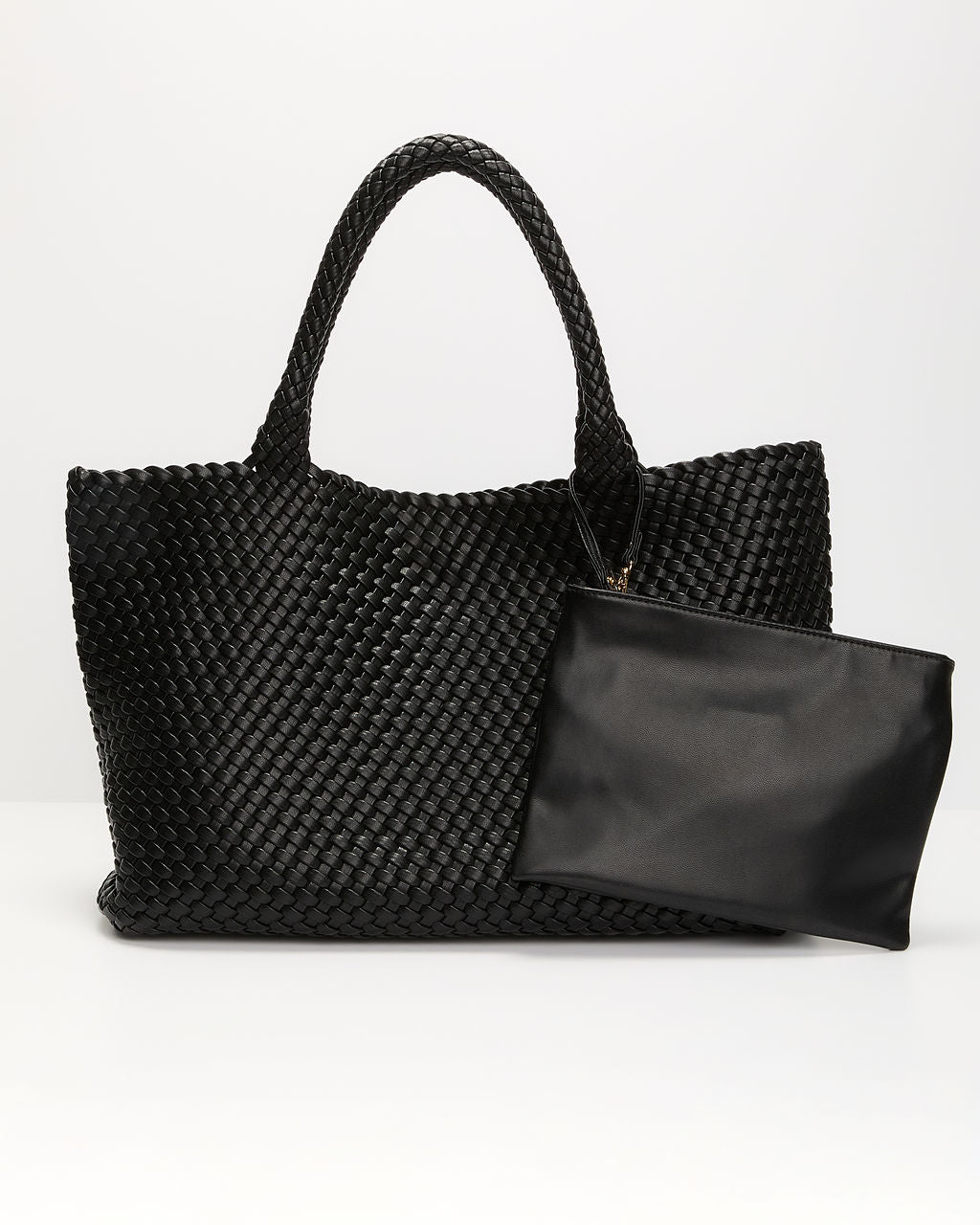 At My Side Woven Leather Tote With Insert-Vogue Logic
