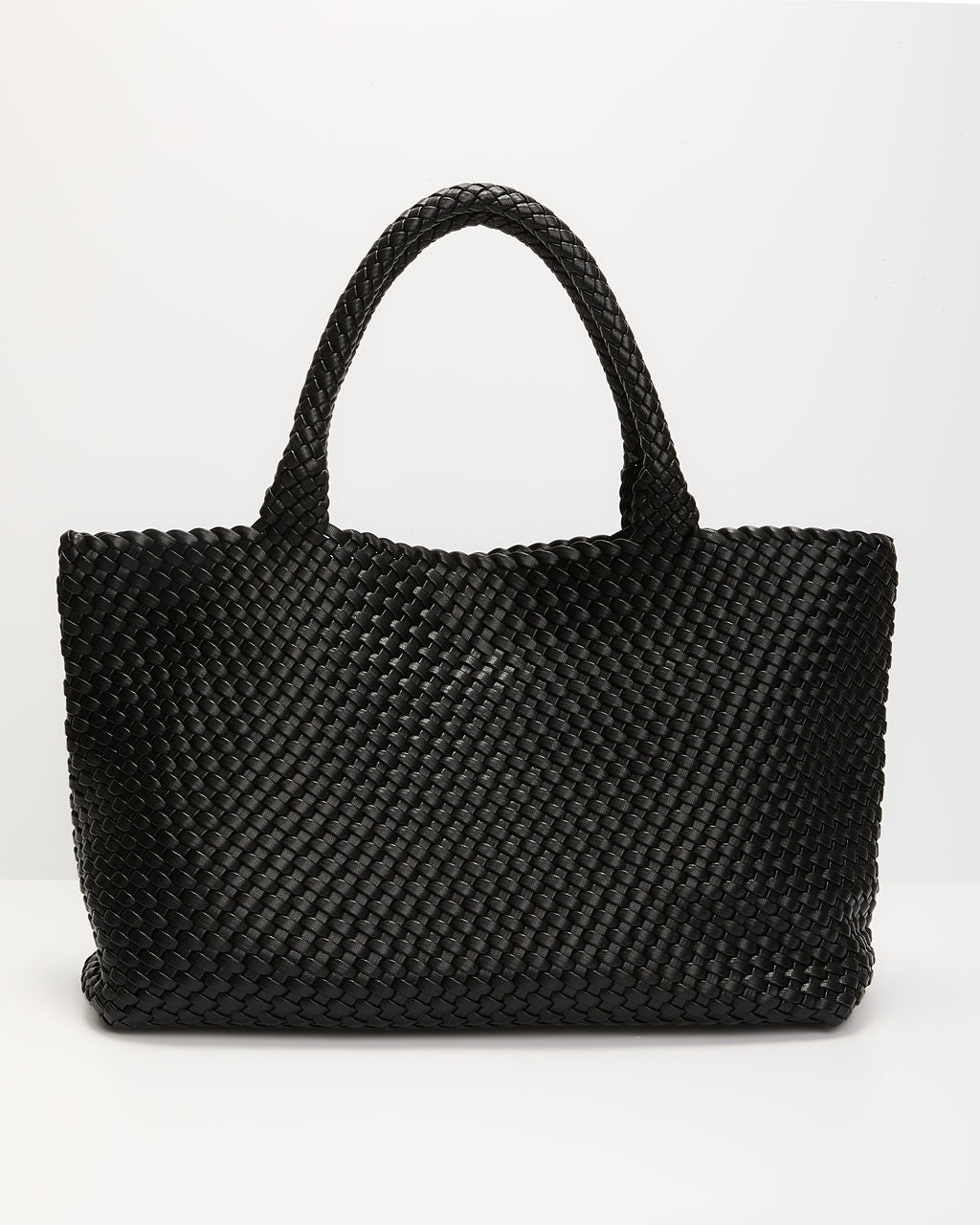 At My Side Woven Leather Tote With Insert-Vogue Logic