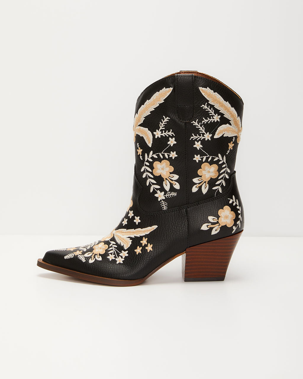 Full Bloom Embroidered Floral Western Bootie-Vogue Logic