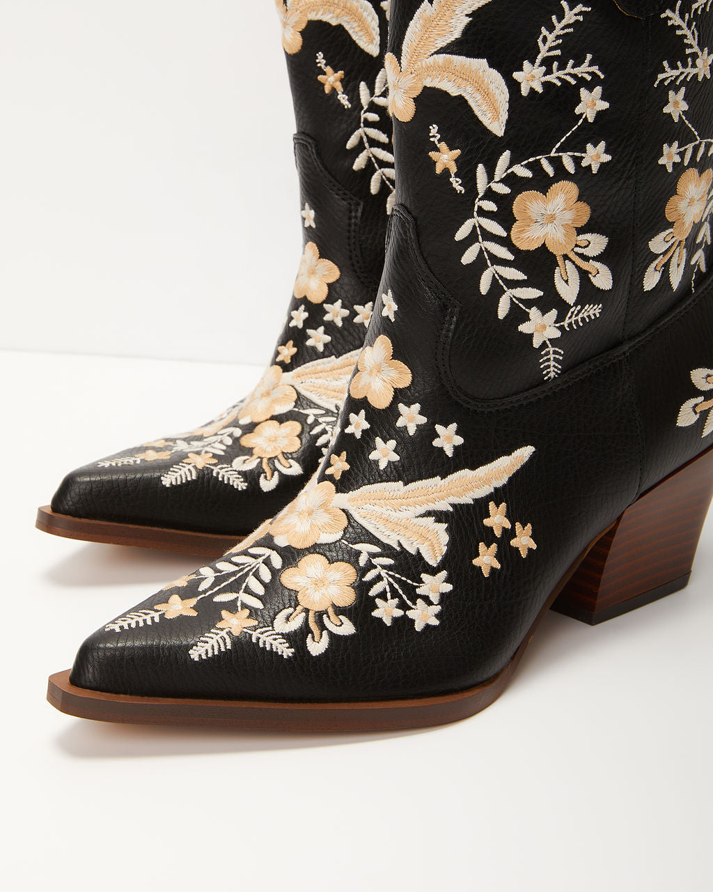 Full Bloom Embroidered Floral Western Bootie-Vogue Logic
