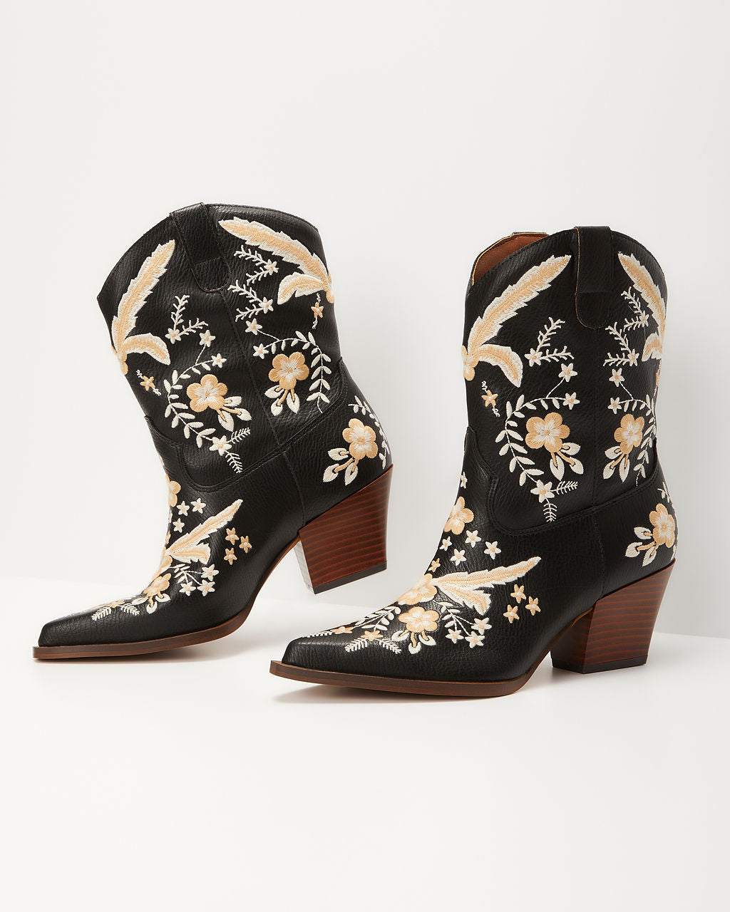 Full Bloom Embroidered Floral Western Bootie-Vogue Logic