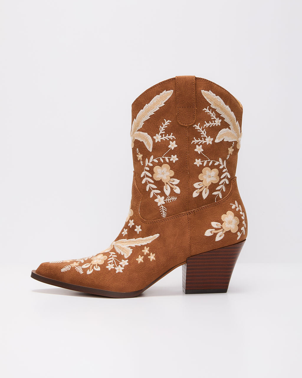 Full Bloom Embroidered Floral Western Bootie-Vogue Logic