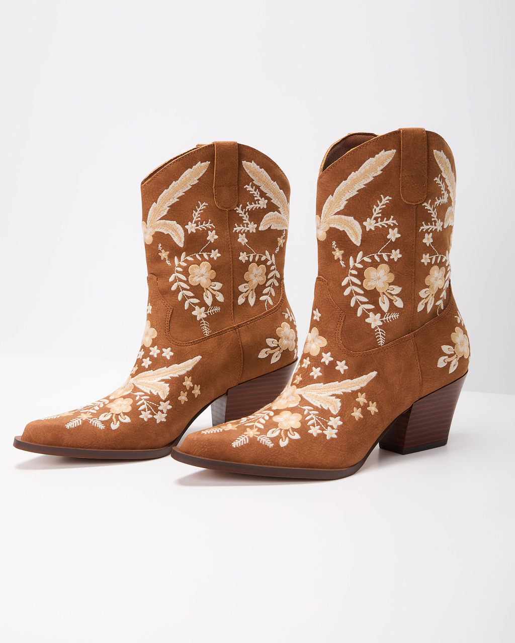 Full Bloom Embroidered Floral Western Bootie-Vogue Logic