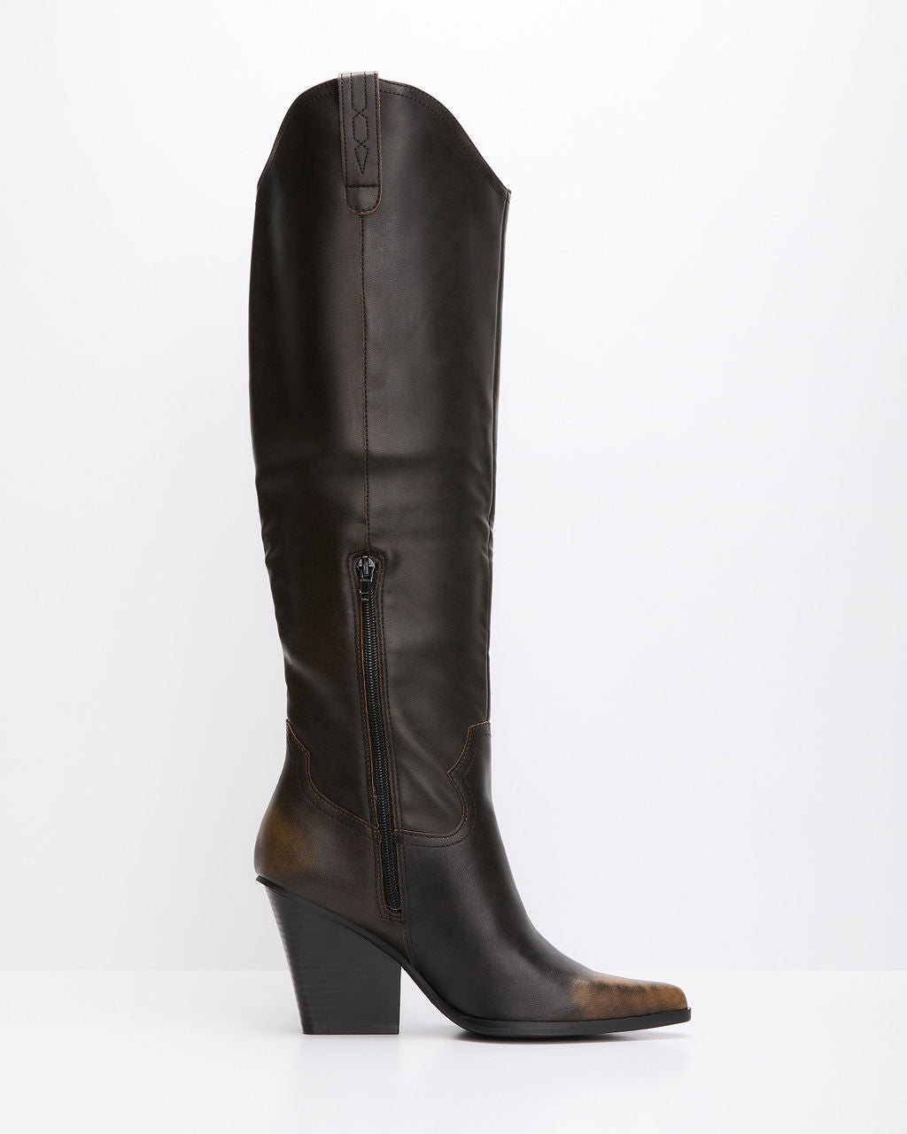 Sandalwood Western Knee High Boots-Vogue Logic