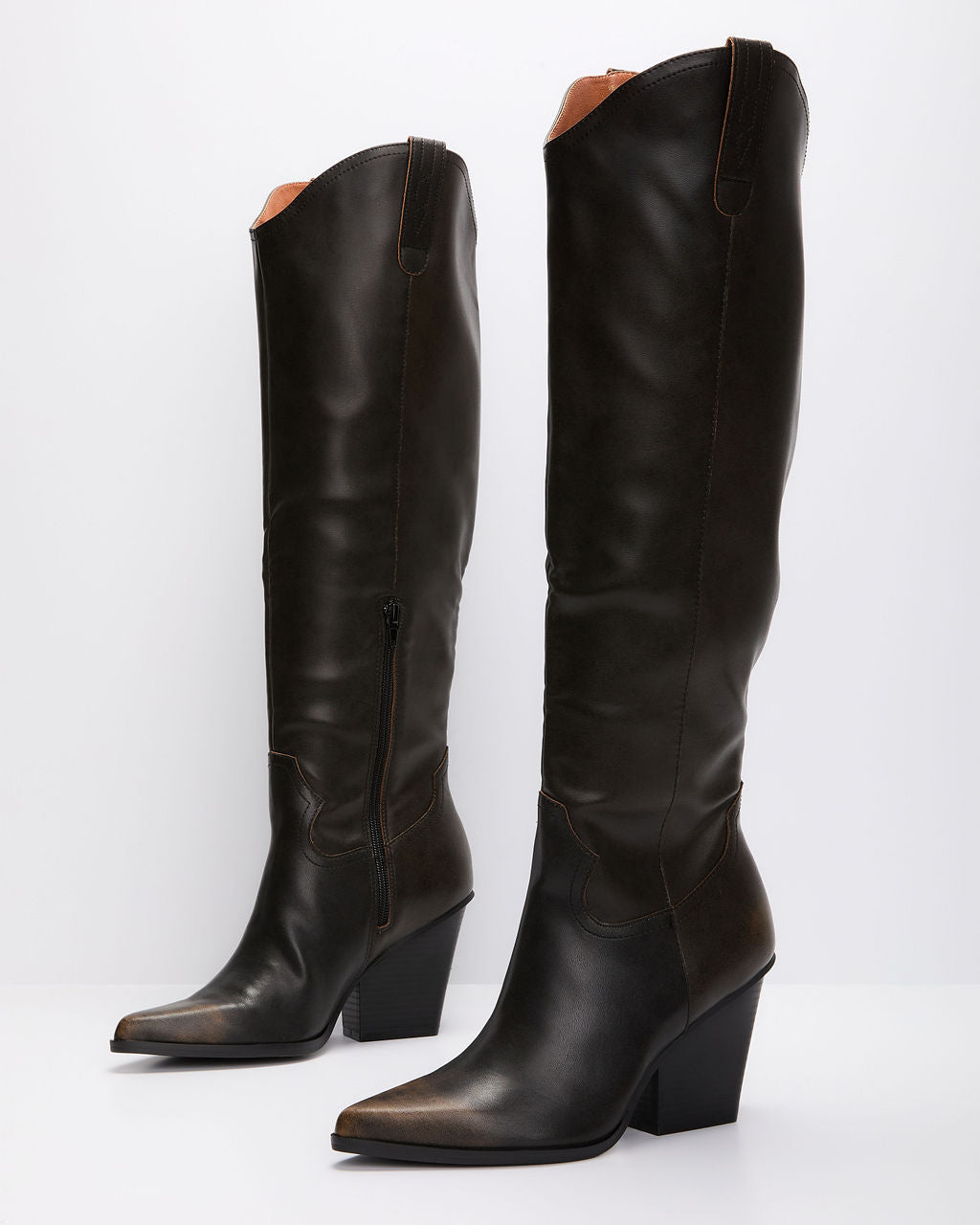 Sandalwood Western Knee High Boots-Vogue Logic