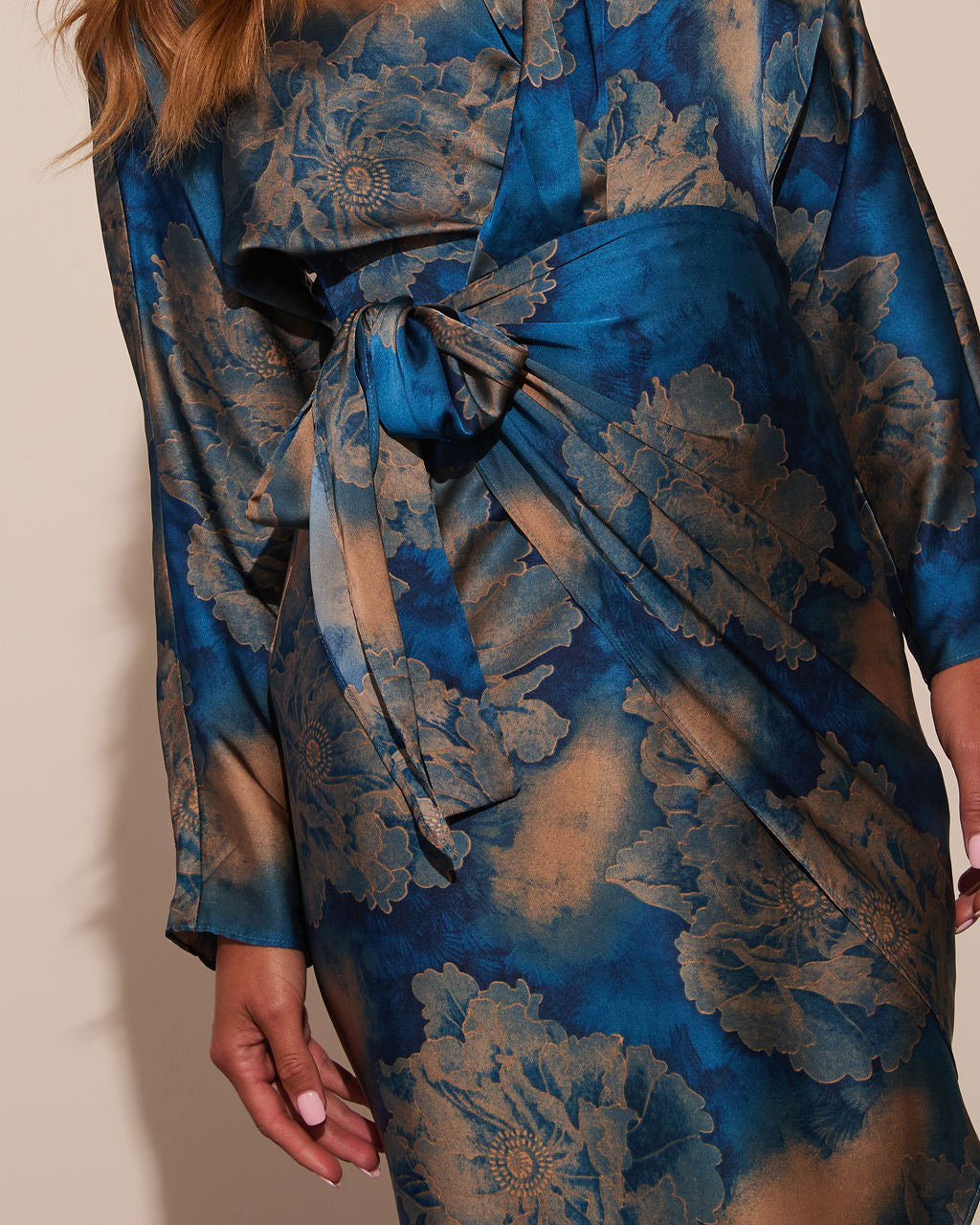 Kadence Wrap Satin Midi Dress-Vogue Logic