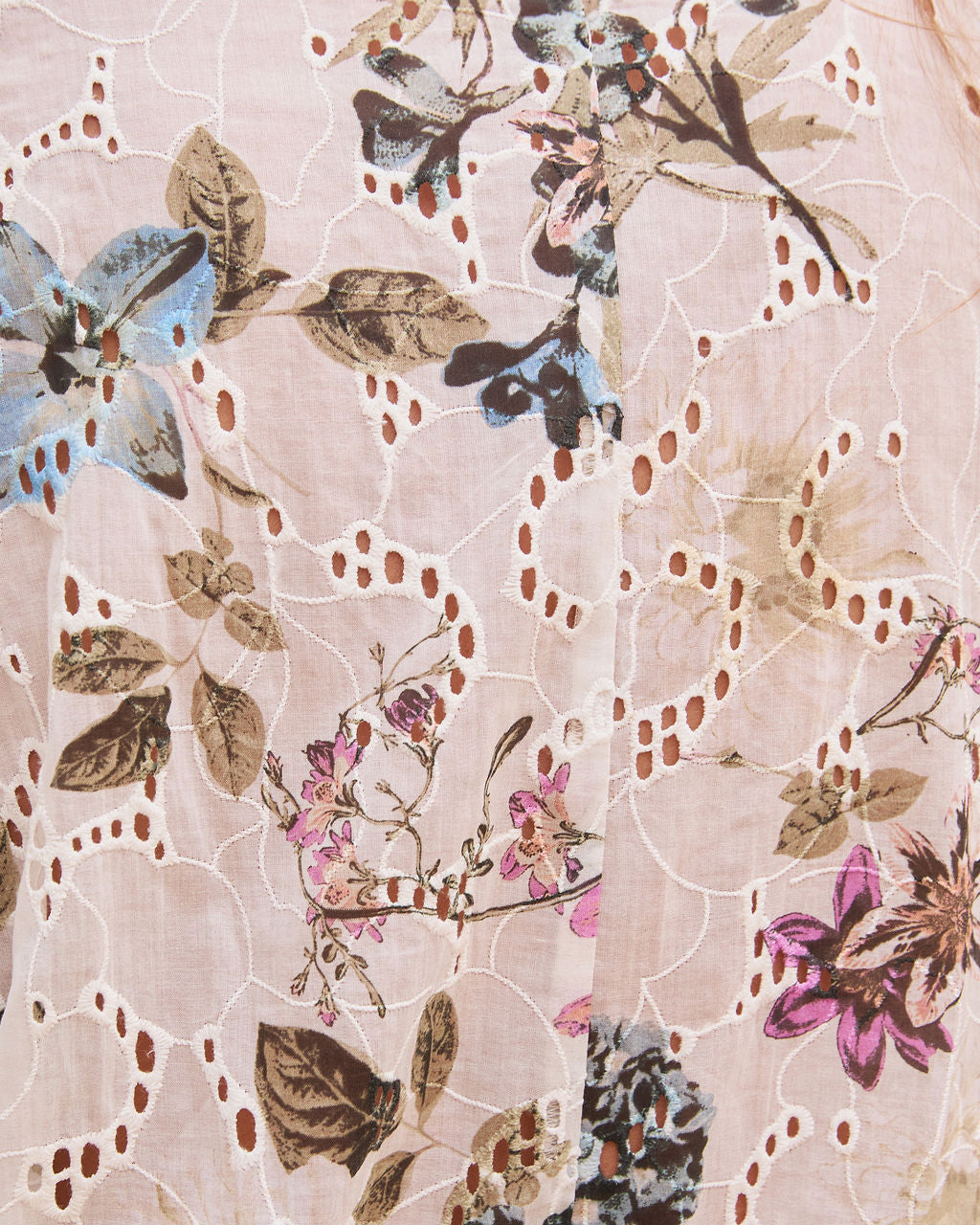 Spring Sky Floral Eyelet Belted Romper-Vogue Logic