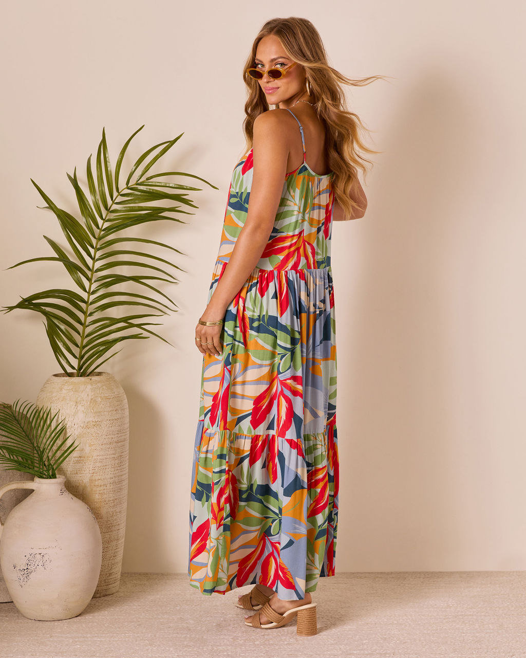 Sunset Breeze Floral Tropics Maxi Dress-Vogue Logic