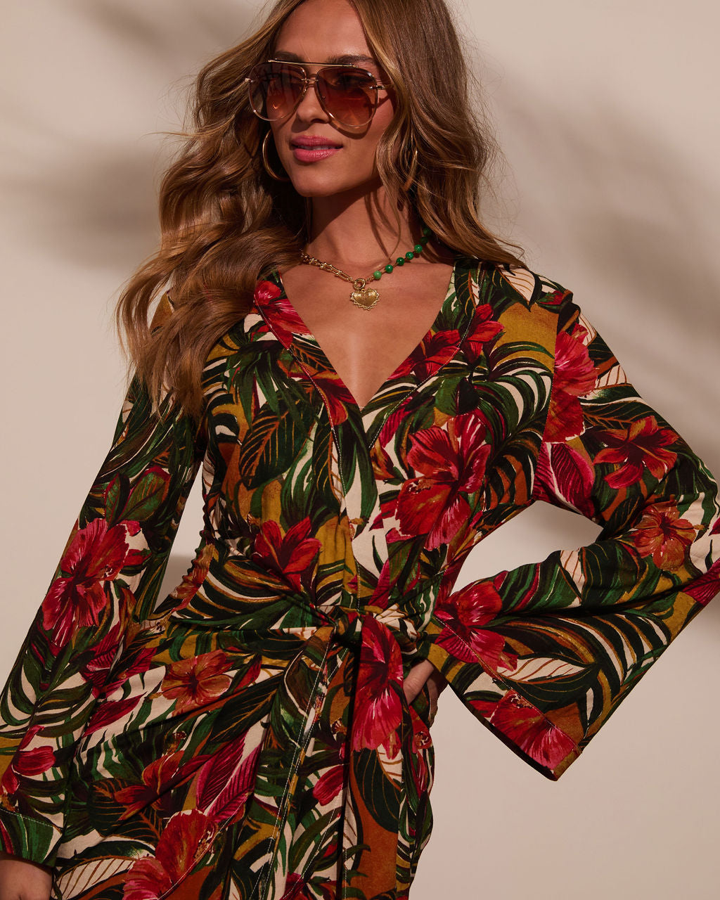 Lost In The Tropics Wrap Mini Dress-Vogue Logic