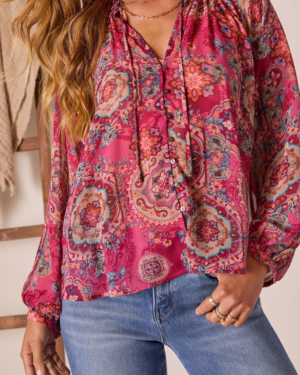 Tide Folk Peasant Boho Top-Vogue Logic