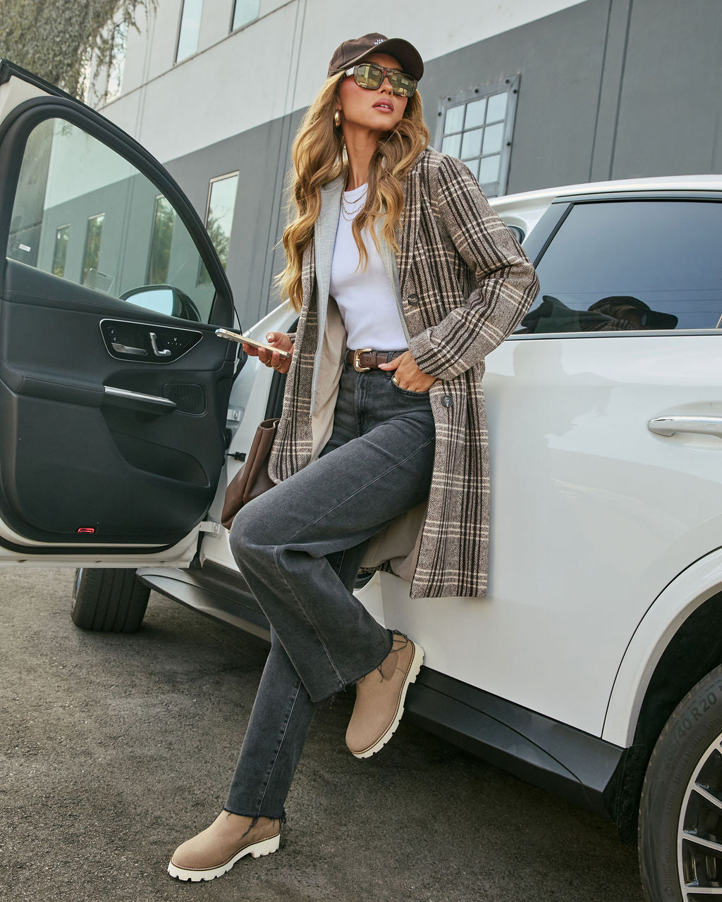 Maplewood Plaid Twofer Hoodie Coat-Vogue Logic