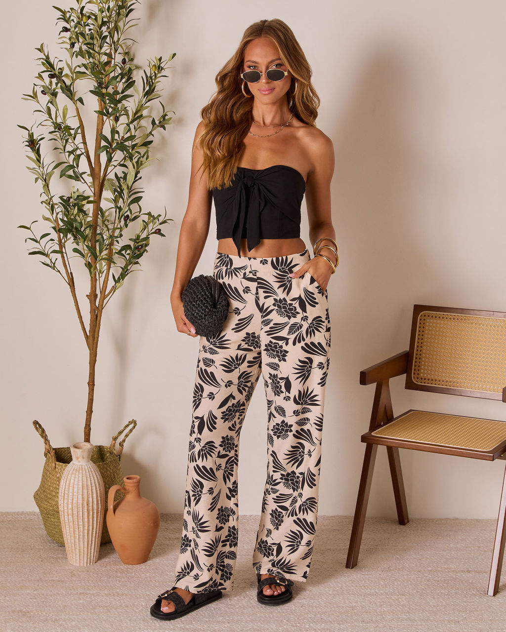 Coastal Bound Tropical Print Pant-Vogue Logic
