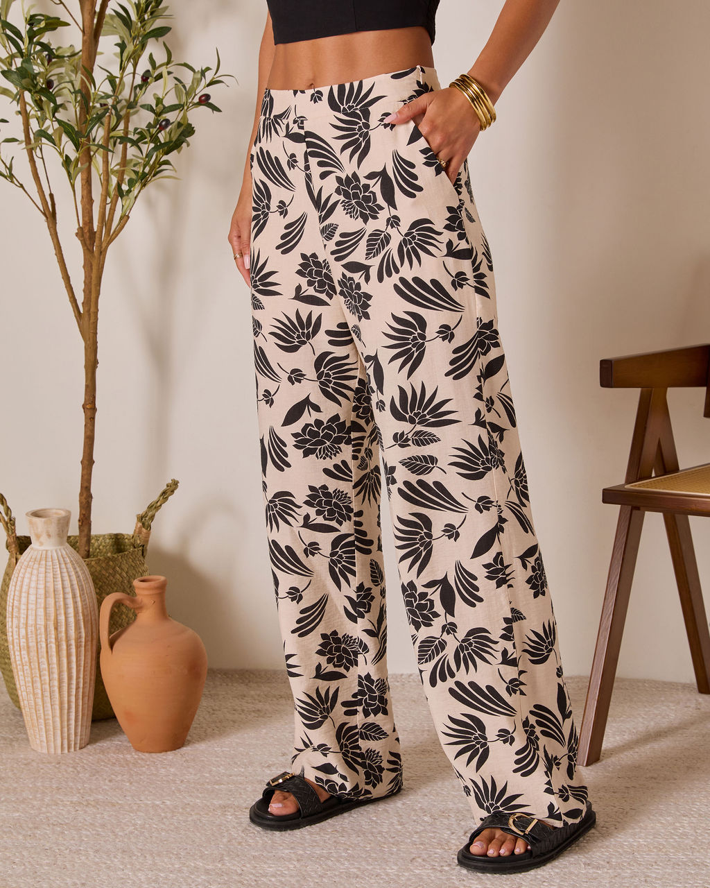 Coastal Bound Tropical Print Pant-Vogue Logic