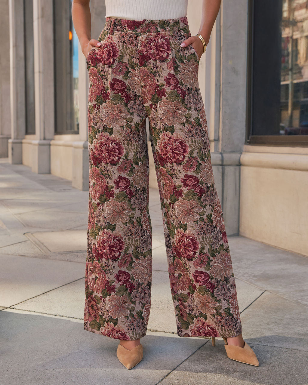 Moment In Time Floral Tapestry High Rise Pants-Vogue Logic