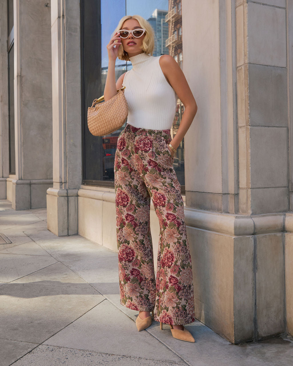 Moment In Time Floral Tapestry High Rise Pants-Vogue Logic