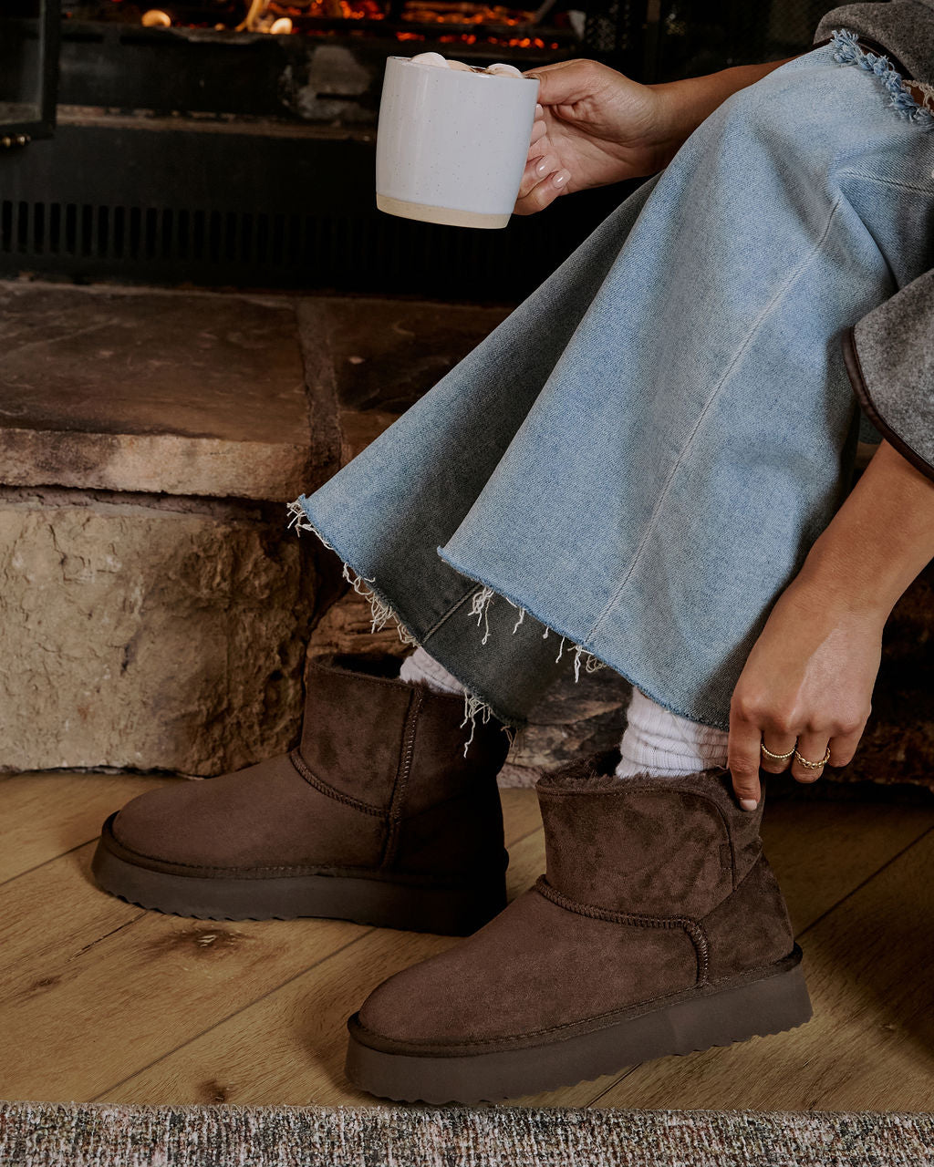 Elowen Suede Fur Lined Ankle Boots-Vogue Logic