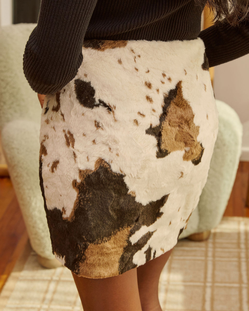 Spiced Saddle Cow Print Mini Skirt-Vogue Logic