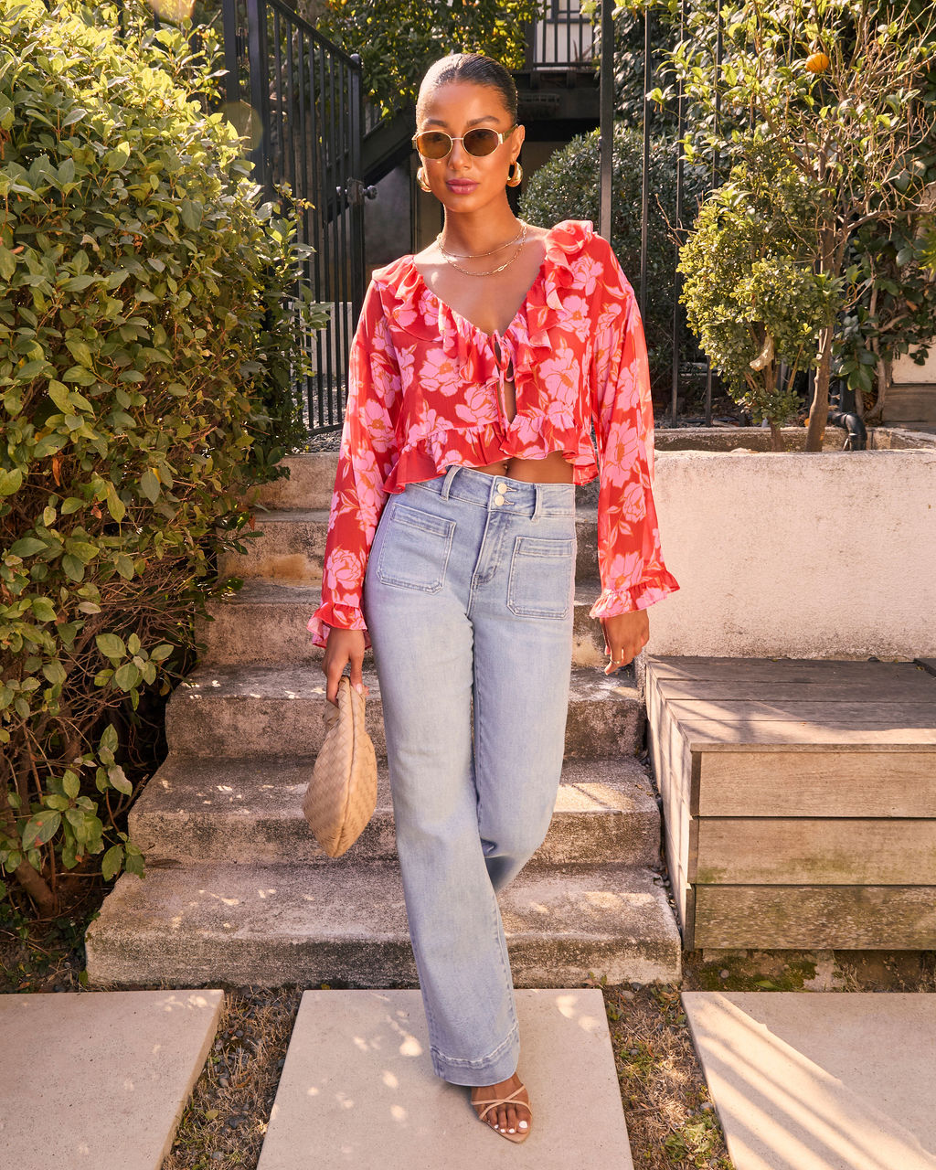 Lovers Bloom Floral Ruffle Blouse-Vogue Logic