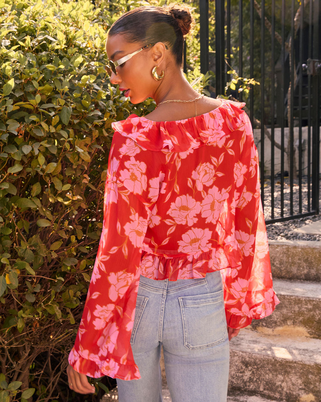 Lovers Bloom Floral Ruffle Blouse-Vogue Logic