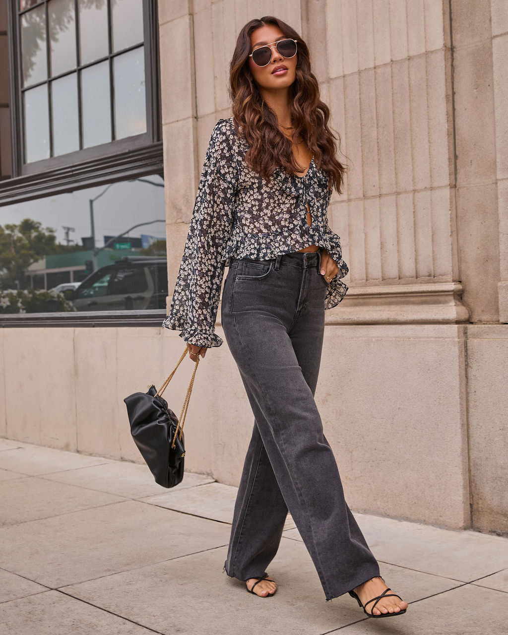 Lovers Bloom Floral Ruffle Blouse-Vogue Logic