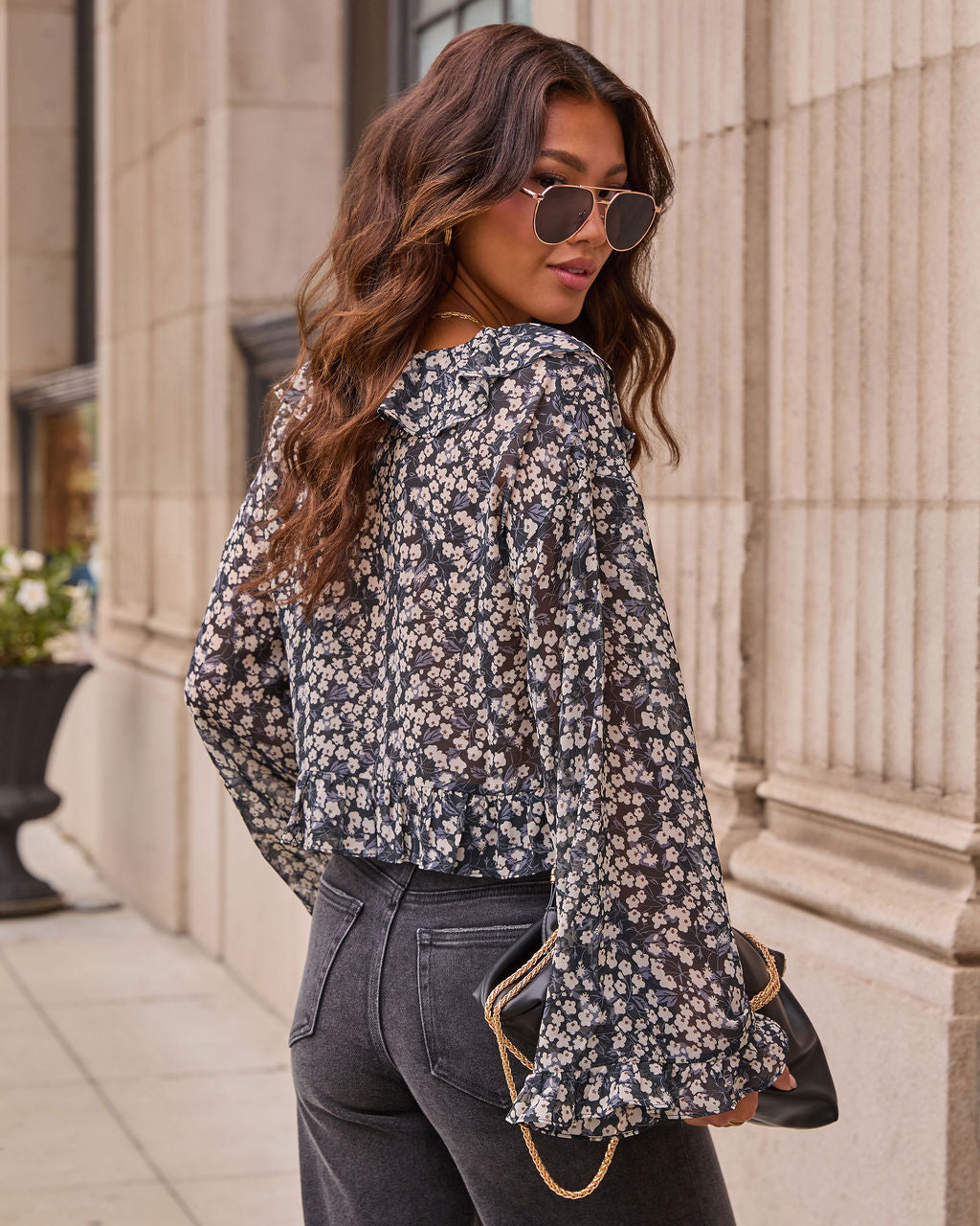 Lovers Bloom Floral Ruffle Blouse-Vogue Logic