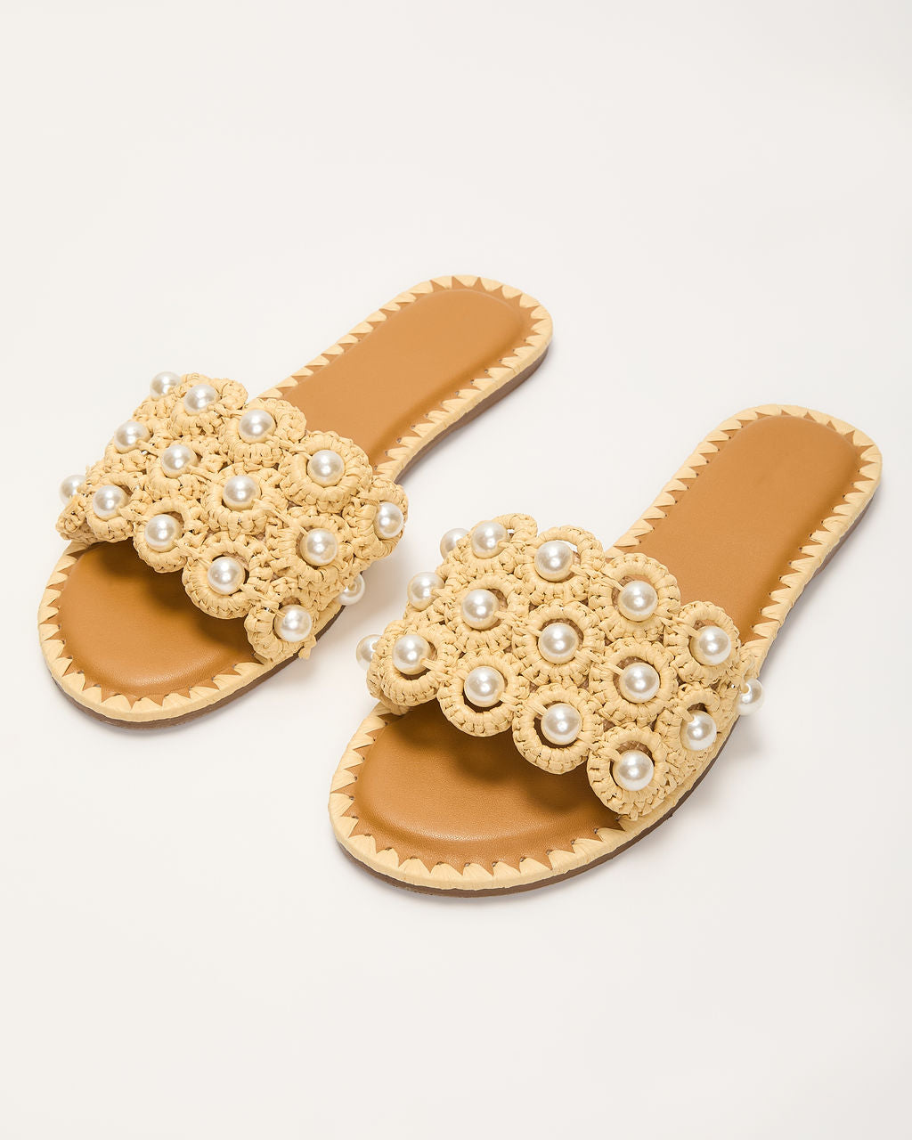 Golden Coastline Crochet Pearl Sandals-Vogue Logic