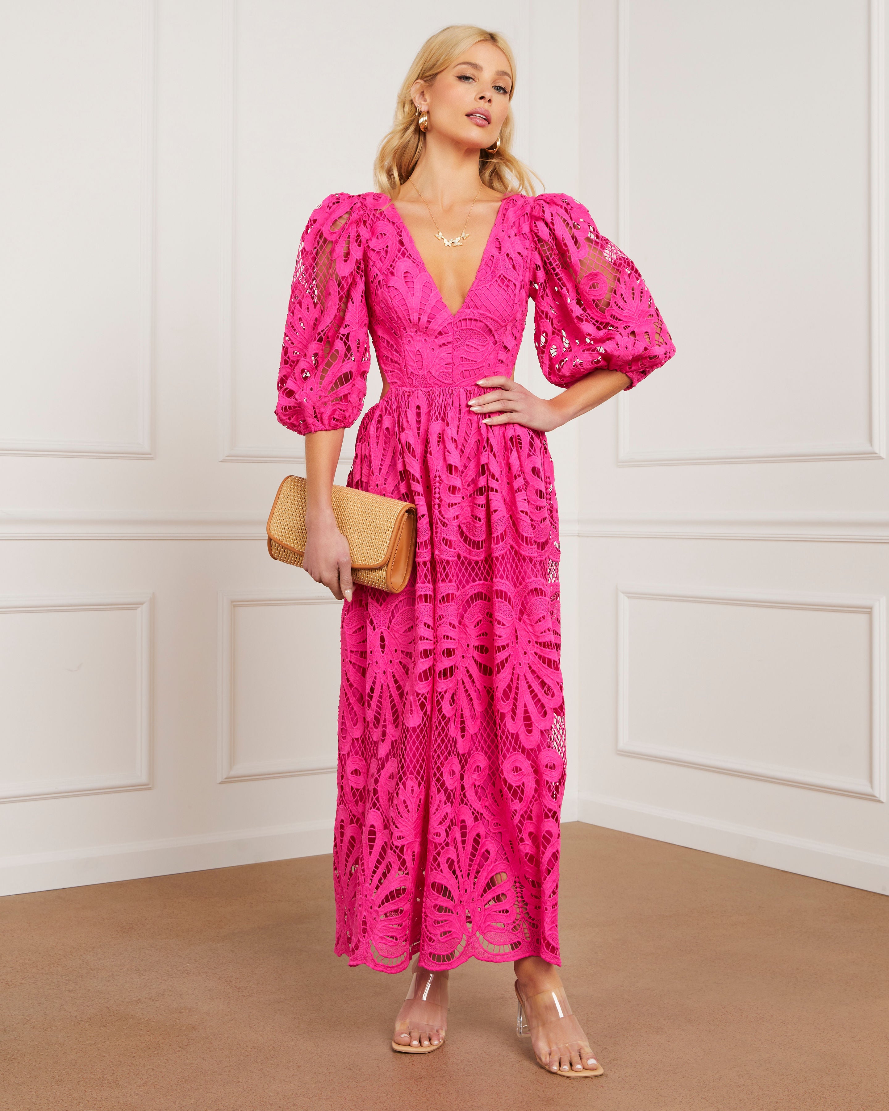 Vivianna Eyelet Maxi Dress-Vogue Logic