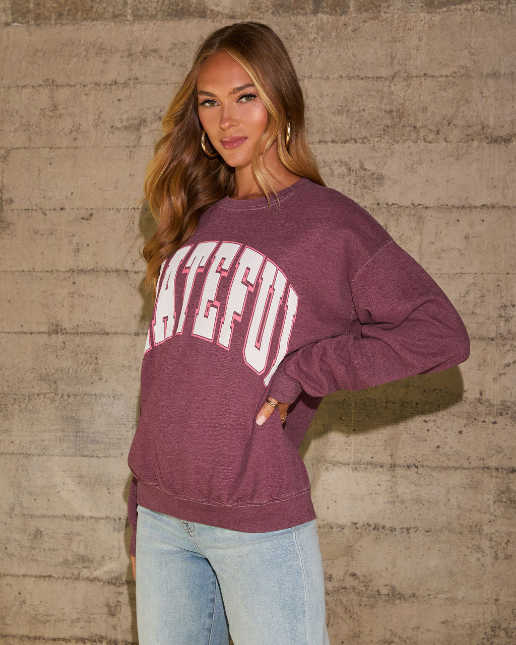 Grateful Relaxed Graphic Sweatshirt-Vogue Logic
