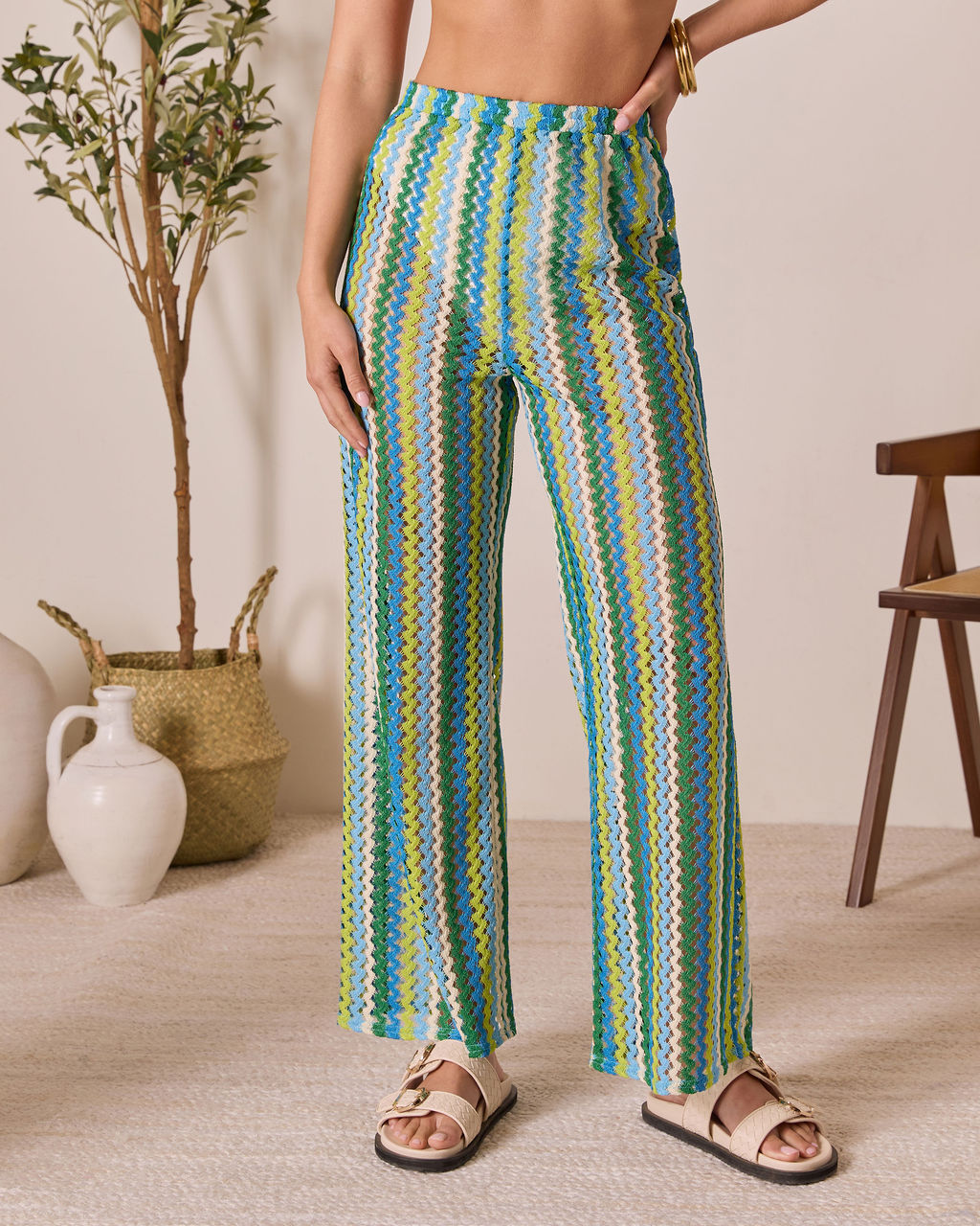 Sunkiss Riviera Chevron Cover Up Pants-Vogue Logic