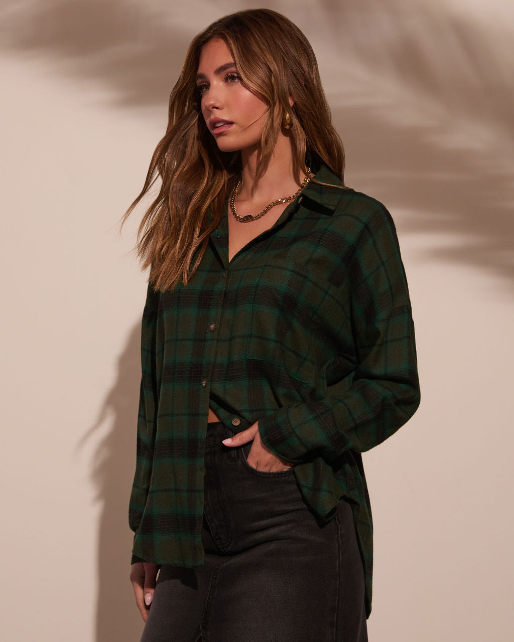 Silvie Plaid Button Down Top-Vogue Logic