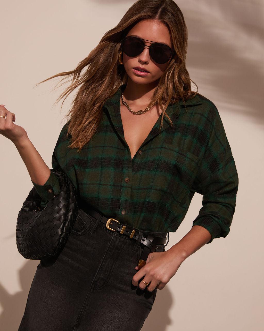 Silvie Plaid Button Down Top-Vogue Logic