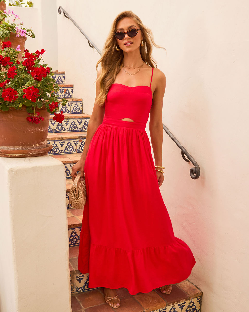 Eleanor A-Line Front Cutout Maxi Dress-Vogue Logic