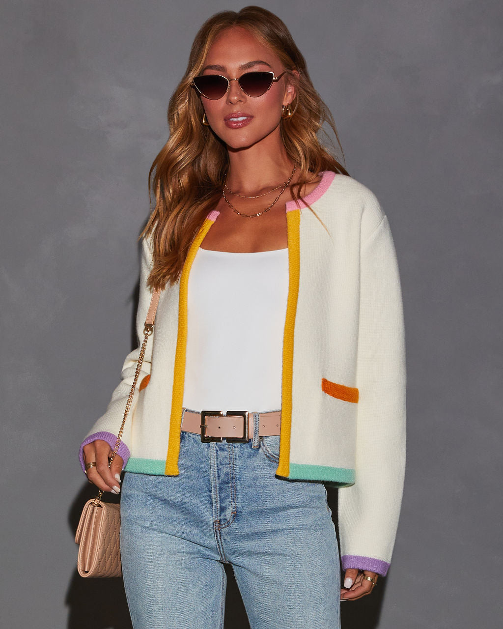 Country Club Colorblock Cardigan-Vogue Logic
