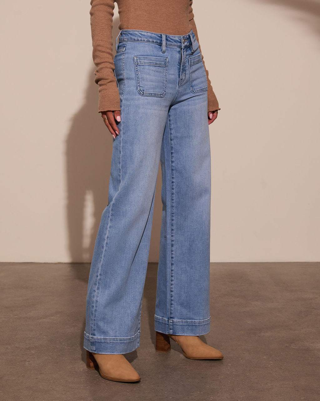 Rugged Charm Stretch High Rise Wide Leg Jeans-Vogue Logic