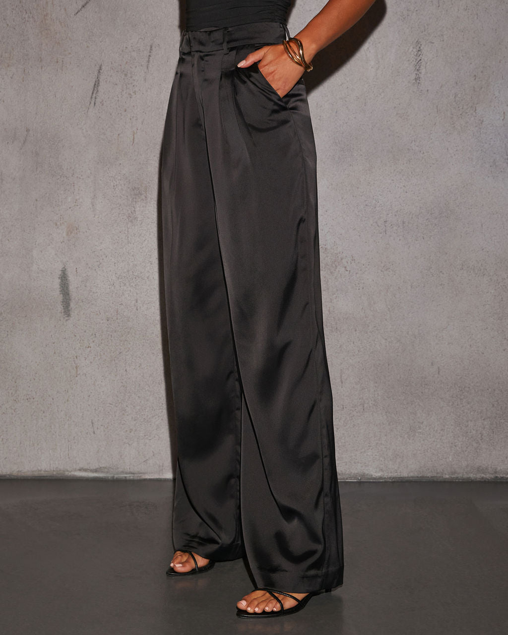 Shannell Satin Trouser Pants-Vogue Logic