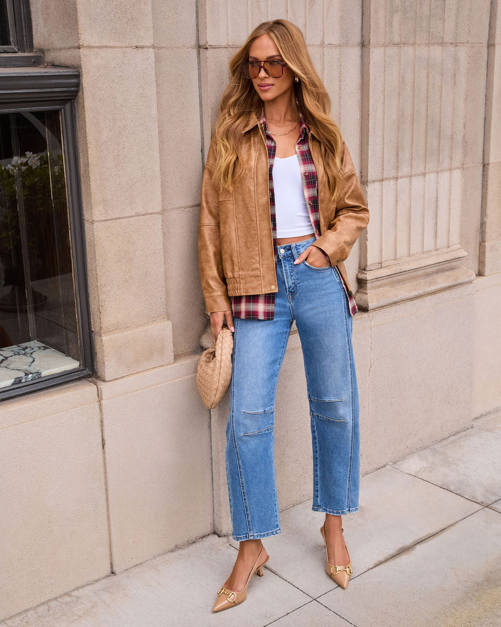 Genovah Distressed Leather Bomber Jacket-Vogue Logic