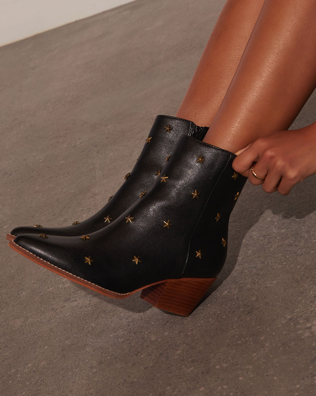 Audrie Star Studded Western Booties-Vogue Logic