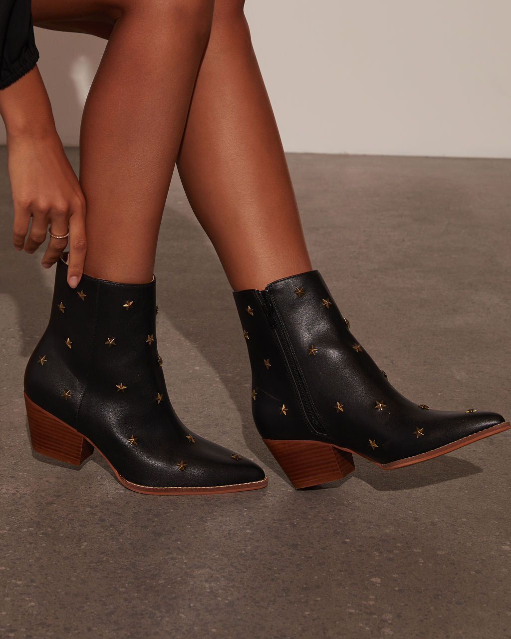 Audrie Star Studded Western Booties-Vogue Logic