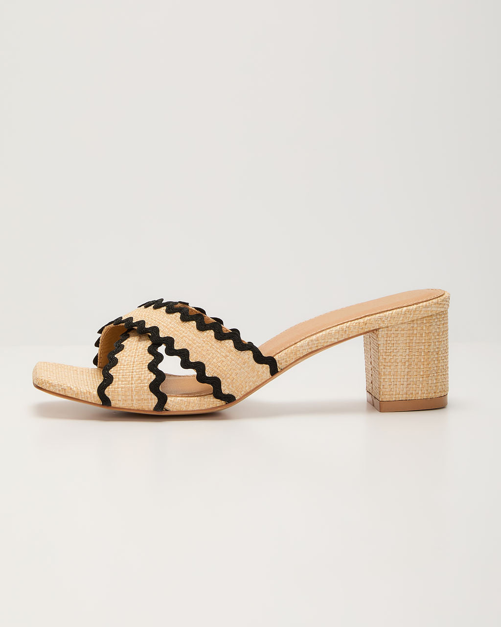 Esther Contrast Zigzag Trim Mules-Vogue Logic