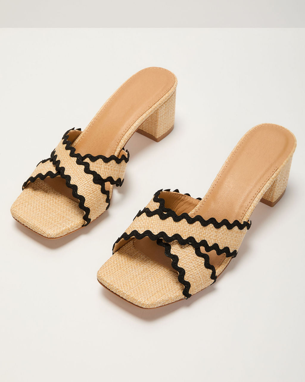 Esther Contrast Zigzag Trim Mules-Vogue Logic