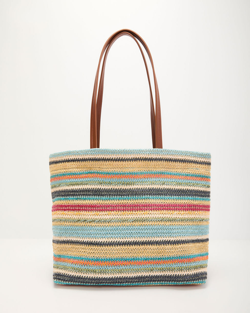 Sunset Somewhere Striped Beach Tote Bag-Vogue Logic