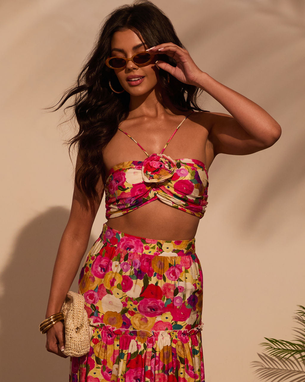 Margot Floral Halter Crop Top-Vogue Logic