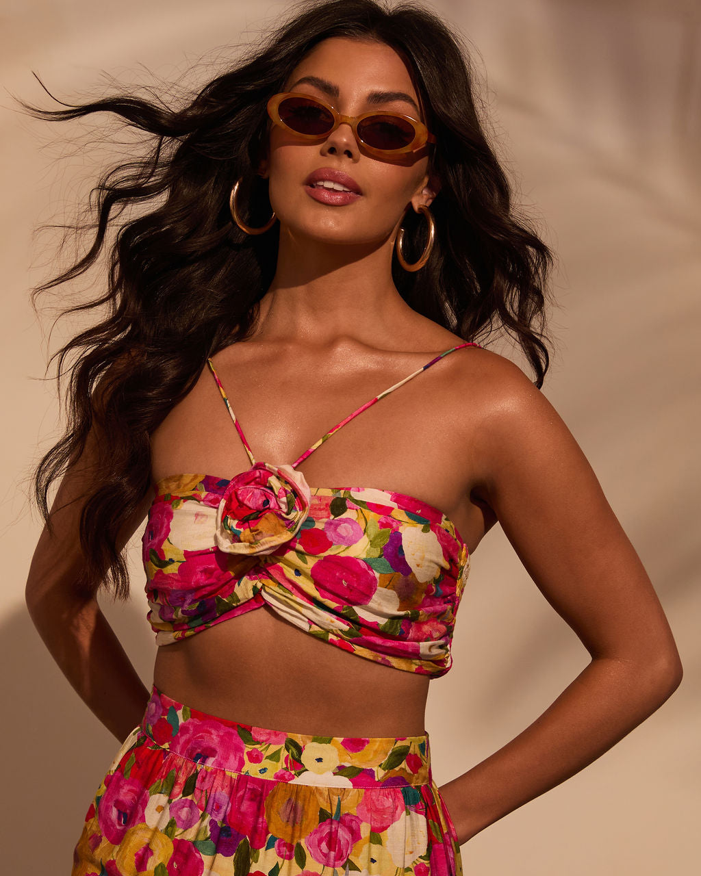 Margot Floral Halter Crop Top-Vogue Logic